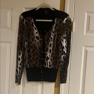 Elegant Leopard Print Cardigan